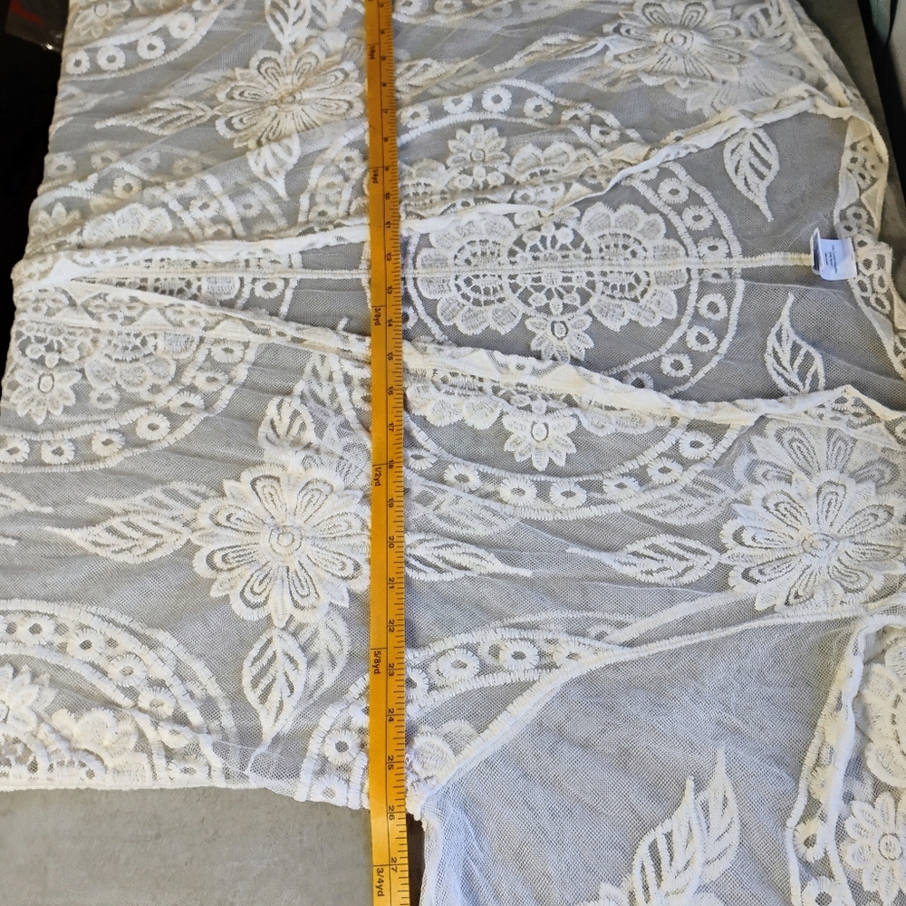 Sheer Floral Embroidered Duster Kimono Womens XXL XXXL Ivory Boho Festival - Picture 8 of 9